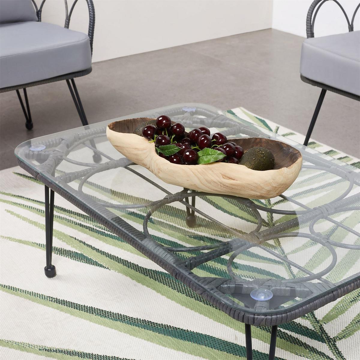 GARTENMÖBELSET CAIRO 4er Set grau - Schwarz/Grau, Textil - IDIMEX