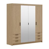 KLEIDERSCHRANK Storicos Geölte Eiche 176,3/190,5/53 cm - 4T6S Modern mit Schubladen und Spiegel - Eichefarben, Holzwerkstoff/Kunststoff (176.3/190.6/53cm) - AX Living