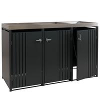 3ER-MÜLLTONNENVERKLEIDUNG Anthrazit - Anthrazit, Metall (196/125/84cm) - MCW