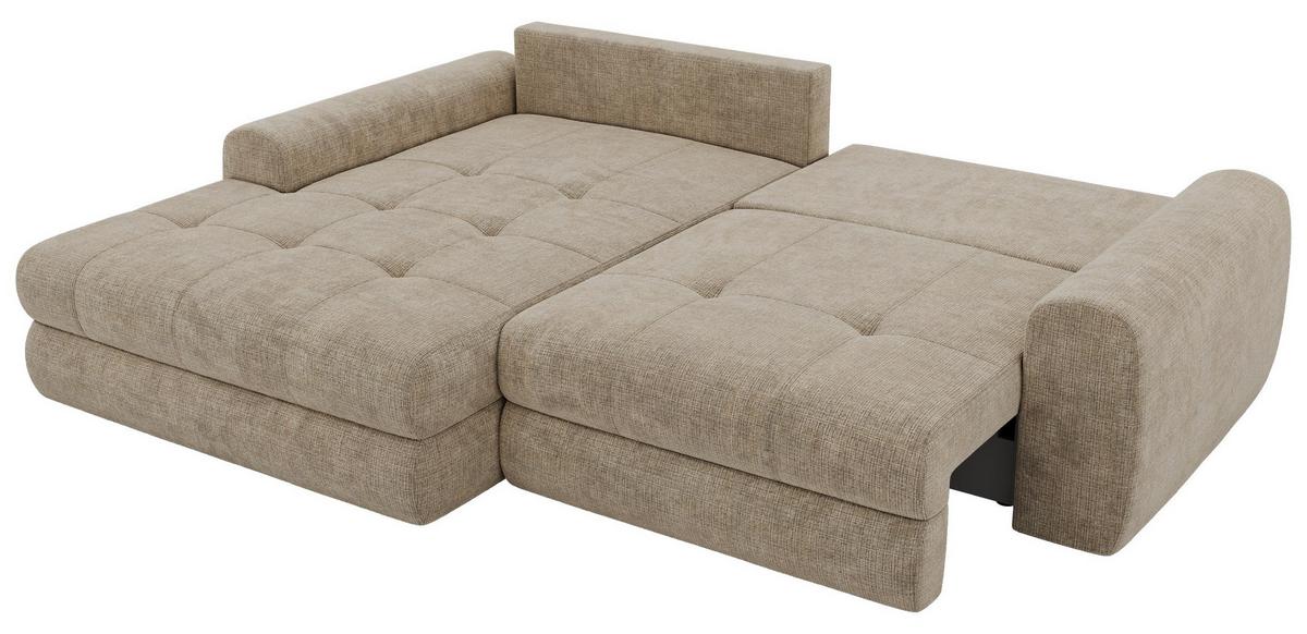 ECKSOFA ARELIA L - Beige Schenille grob gewebt - Rechts Seite - Beige/Schwarz, Kunststoff/Textil (205/292cm) - MKS