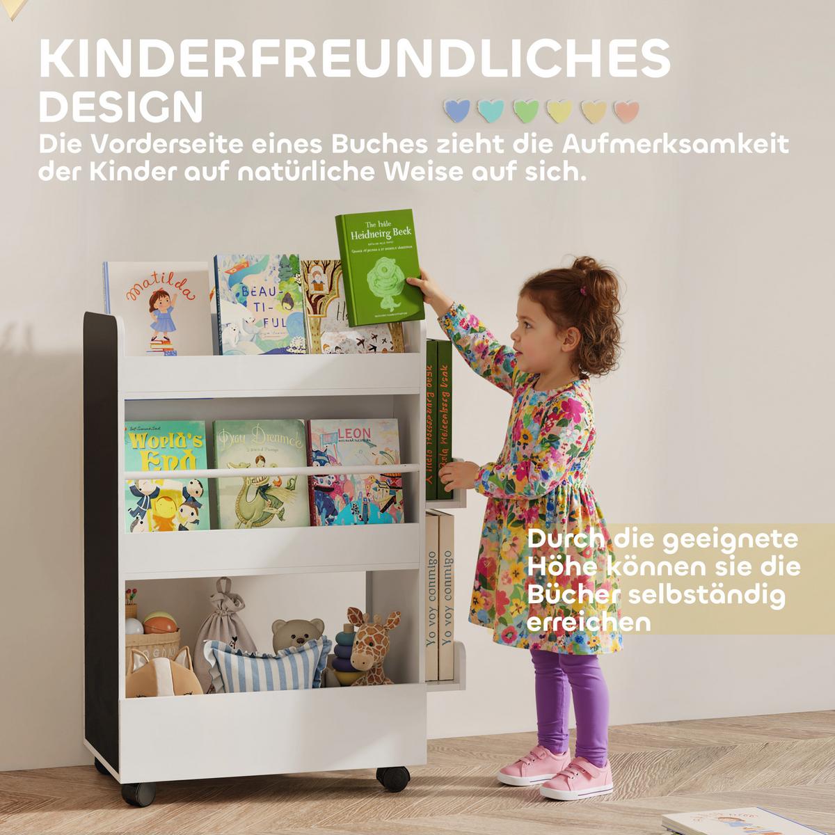 KINDER-BÜCHERREGAL MDF Weiß - Weiß, Holzwerkstoff (32.5/86.5/66.5cm) - AIYAPLAY