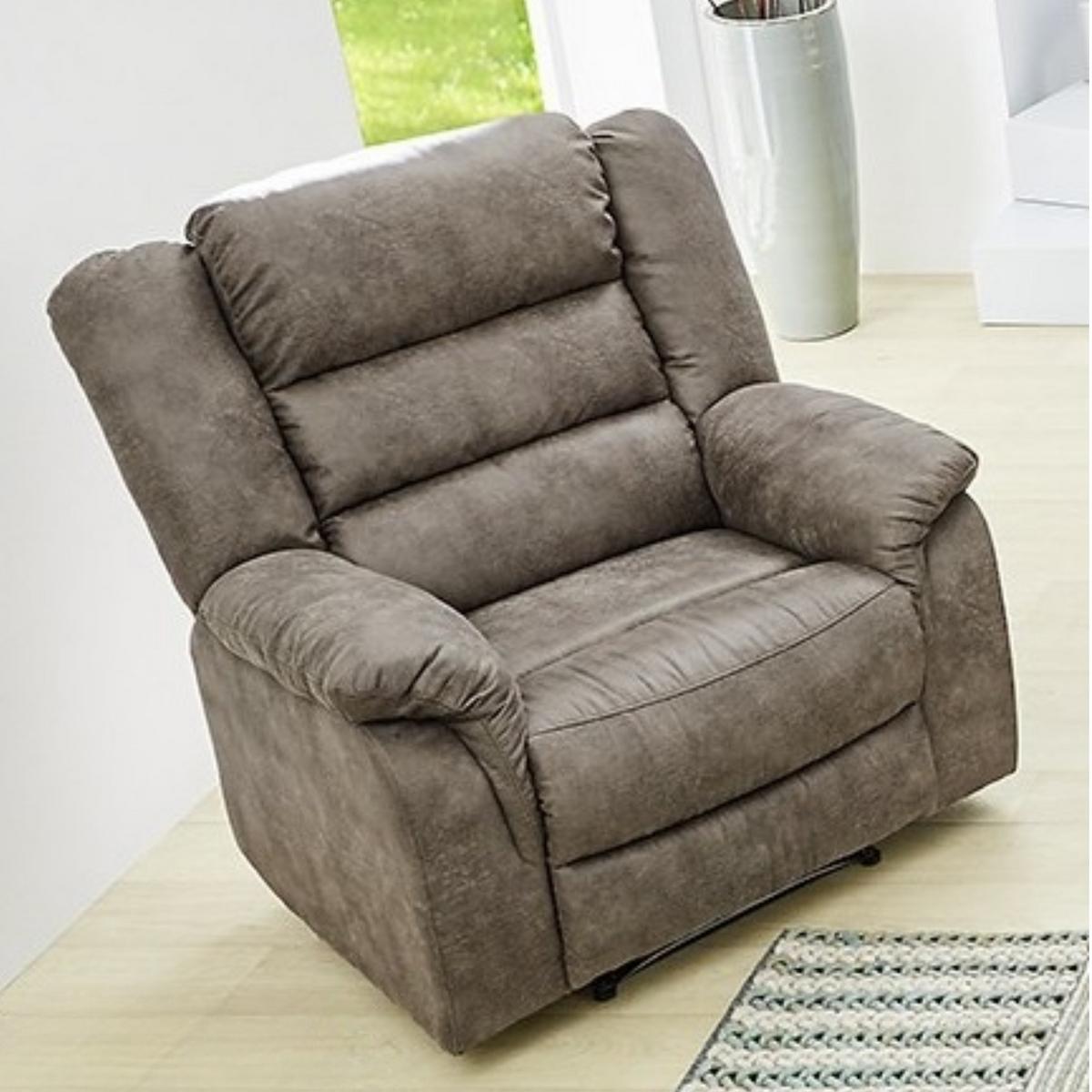 RELAX-FERNSEHSESSEL Federkern, Liegefunktion verstellbar durch halbautomatische Relaxfunktion B95/T93/H103 cm, Mikrofaser Vintage Graubraun / 15132 - Graubraun/Schwarz, Textil (95/103/93cm) - luma-home