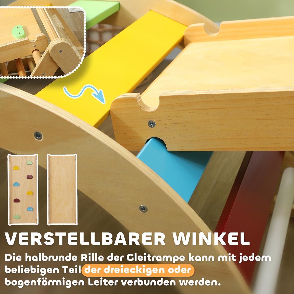 KLETTERGERÜST Kiefernholz Mehrschichtenplatte Mehrfarbig - Multicolor, Holz (62.5/57/168cm) - AIYAPLAY