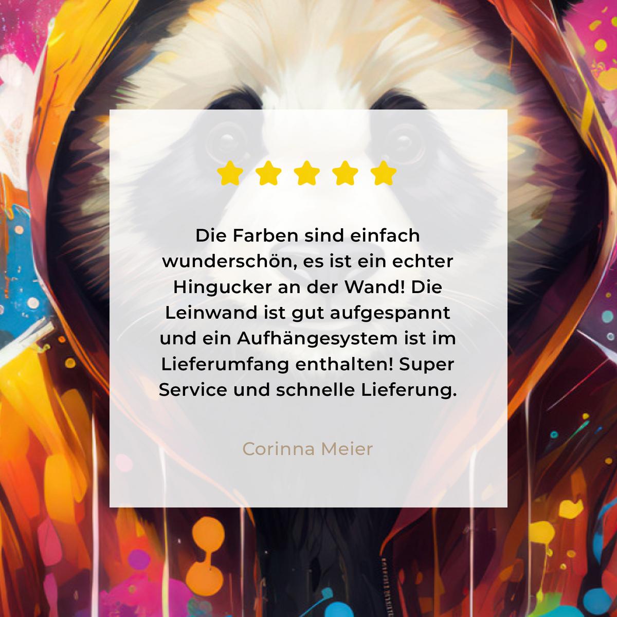 LEINWANDBILD Panda - Jacke - Graffiti - Orange XXL 150x100 cm - Orange, Textil (150/100cm) - MuchoWow