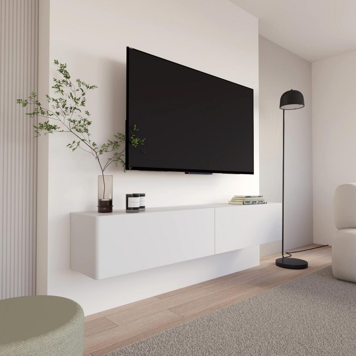 TV-HÄNGEBOARD Olio WEIß 175 CM - Weiß, Holzwerkstoff (175/28.4/31.6cm) - Selsey