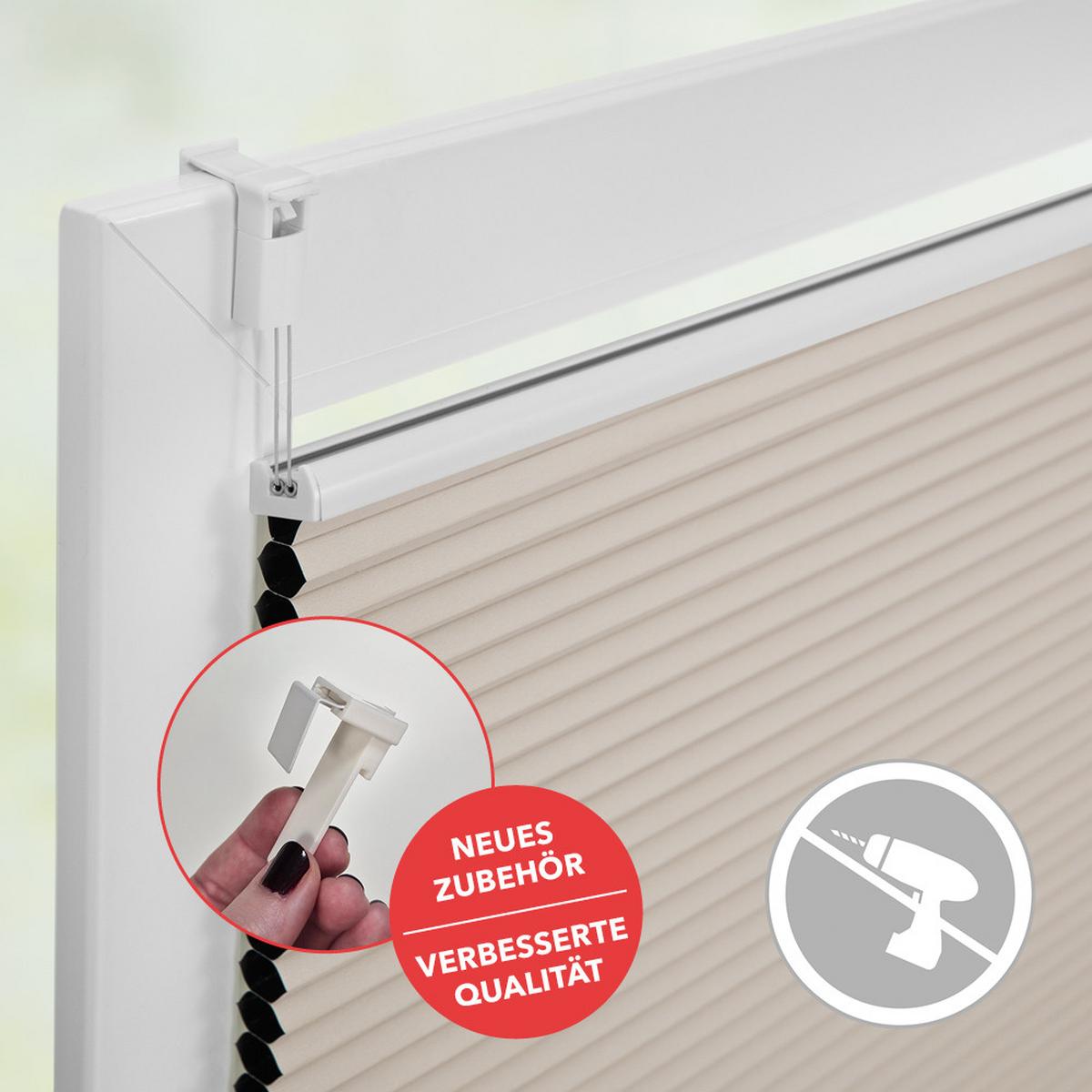 THERMO-PLISSEE KLEMMFIX OHNE BOHREN, VERDUNKELUNG, VERSPANNT Creme, 130 cm, 85, 130 - Creme, Kunststoff (85/130cm) - Lichtblick Original
