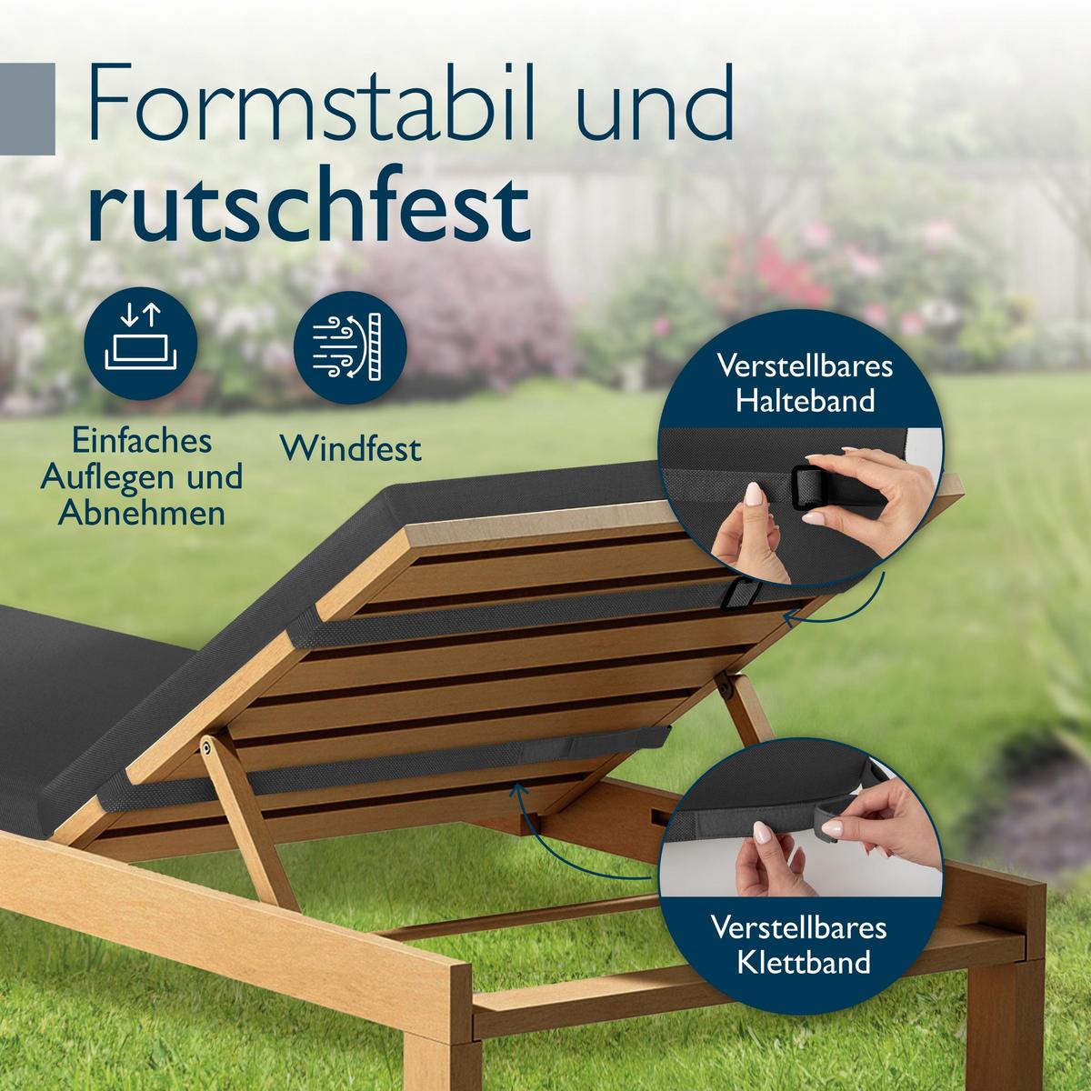 ROLLLIEGENAUFLAGE QD-RL 190x60x5,5cm Anthrazit (2tlg) - Anthrazit, Textil (60/5/190cm) - Beautissu 