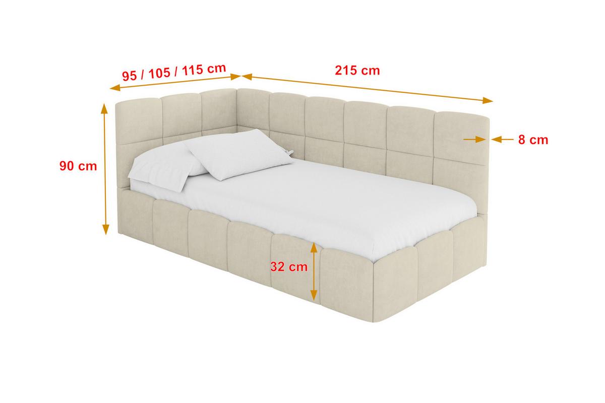 EINZELBETT Jugendbett mit Bettkasten Rechts, mit Matratze - LIVY 80x200 Beige - Cappuccino, Holzwerkstoff/Textil (80/200cm) - ALTDECOR