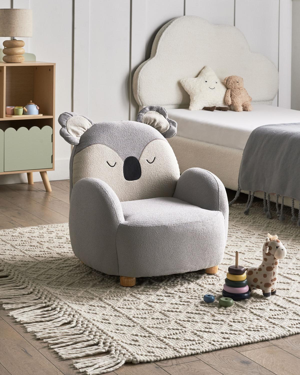 KINDERSESSEL Grau Hervik - Weiß/Braun, Textil (55/63/49cm) - Beliani