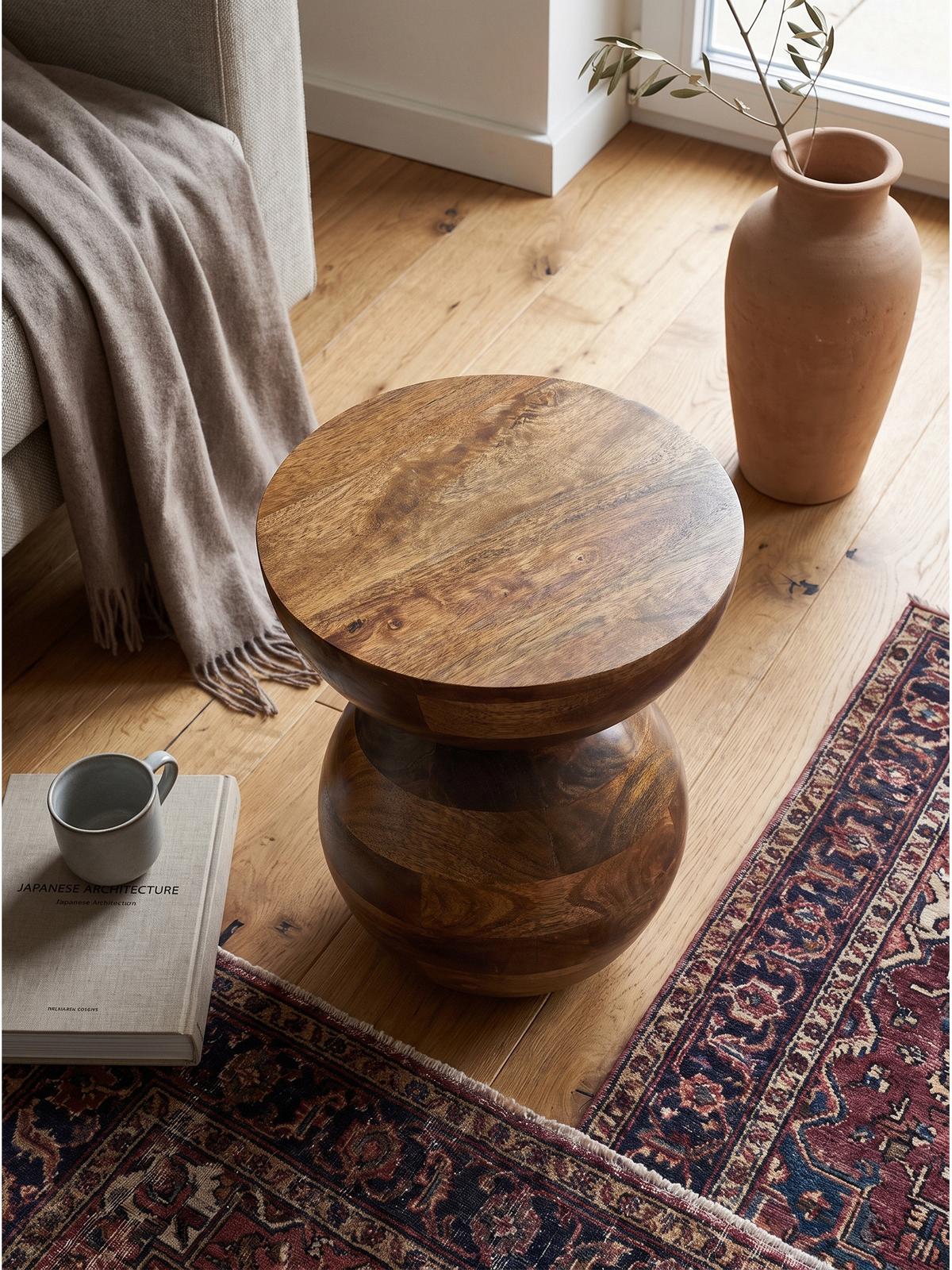 BEISTELLTISCH TERRACINA, Mango Massivholz, Ø 35 x 42 cm - Braun, Mangoholz/Holz (35/35/42cm) - KADIMA DESIGN