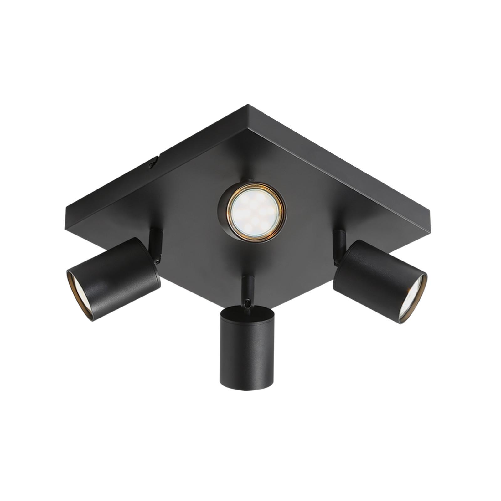 DECKENSTRAHLER Harold 4-flammig 25/25/14 cm - Schwarz, Metall (25/25/14cm) - Nettlife