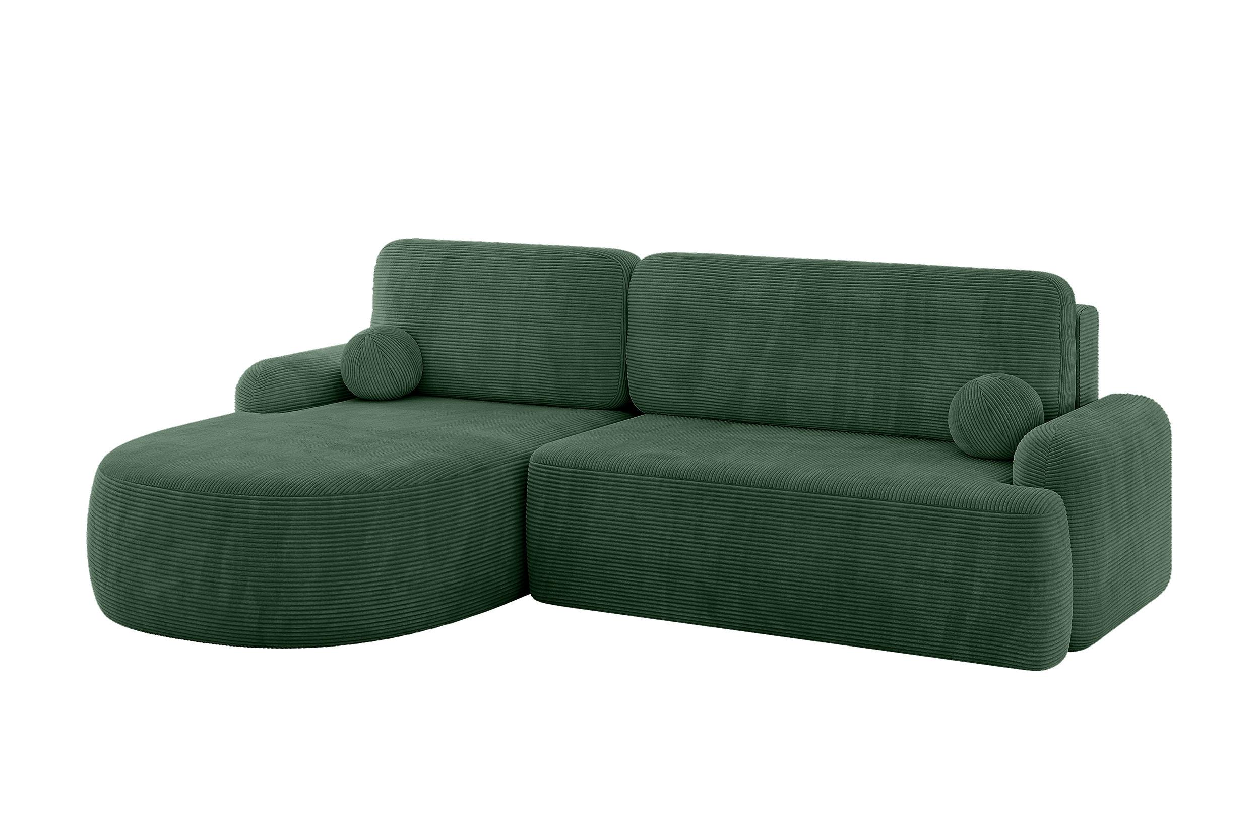 ECKSOFA mit Schlaffunktion und Bettkasten LIRA-L - 264x172x89 Grün - Grün, Holzwerkstoff/Textil (264/172cm) - ALTDECOR
