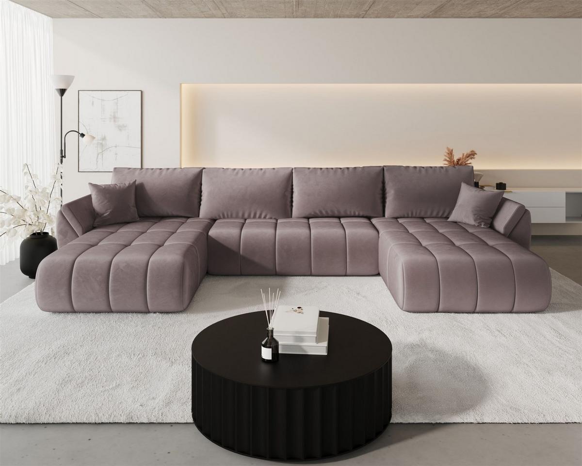 WOHNLANDSCHAFT Misato In Monolith - Flieder, Holzwerkstoff/Textil (384/85/175cm) - Fun Möbel