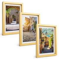 BILDER SET 3er Set - 20x30 cm Goldrahmen - Charmante Steinstraßen - Goldfarben, Kunststoff (20/30cm) - TULUP