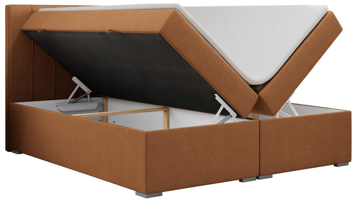 BOXBETT ALLY 160/200 Orange Struktur - H3 - Orange, Holz/Textil (160/200cm) - MKS