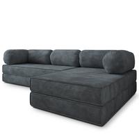 ECKSOFA ETERA modulares Boneless Sofa mit Schlaffunktion Grau Kordstoff - Dunkelgrau, Textil (270/160cm) - MASSENO