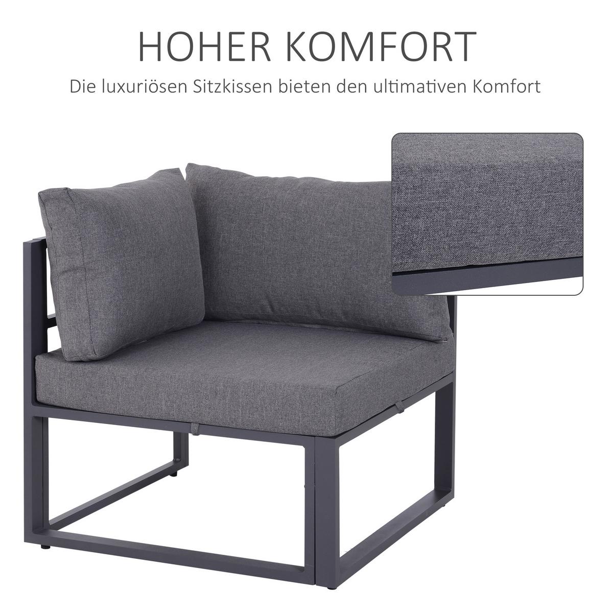 GARTENMÖBEL Set, Alu, Polyester, Grau - Grau, Metall - Outsunny