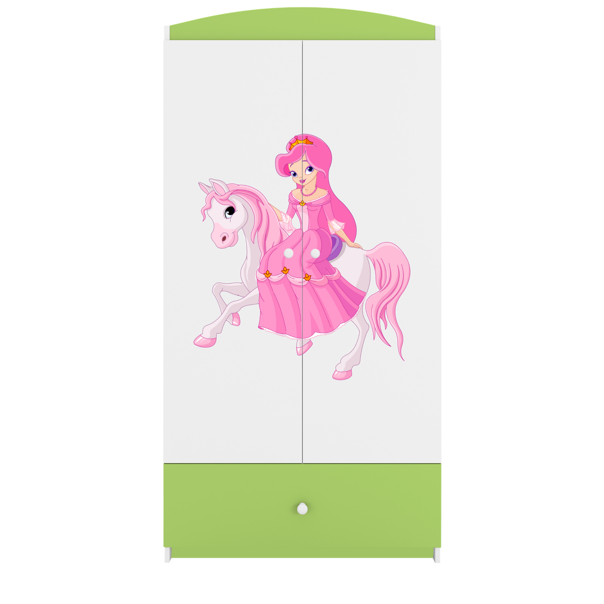 KINDERKLEIDERSCHRANK Prinzessin II - Grün, Holzwerkstoff (90/175/52cm) - RAUMHIRSCH FURNITURE
