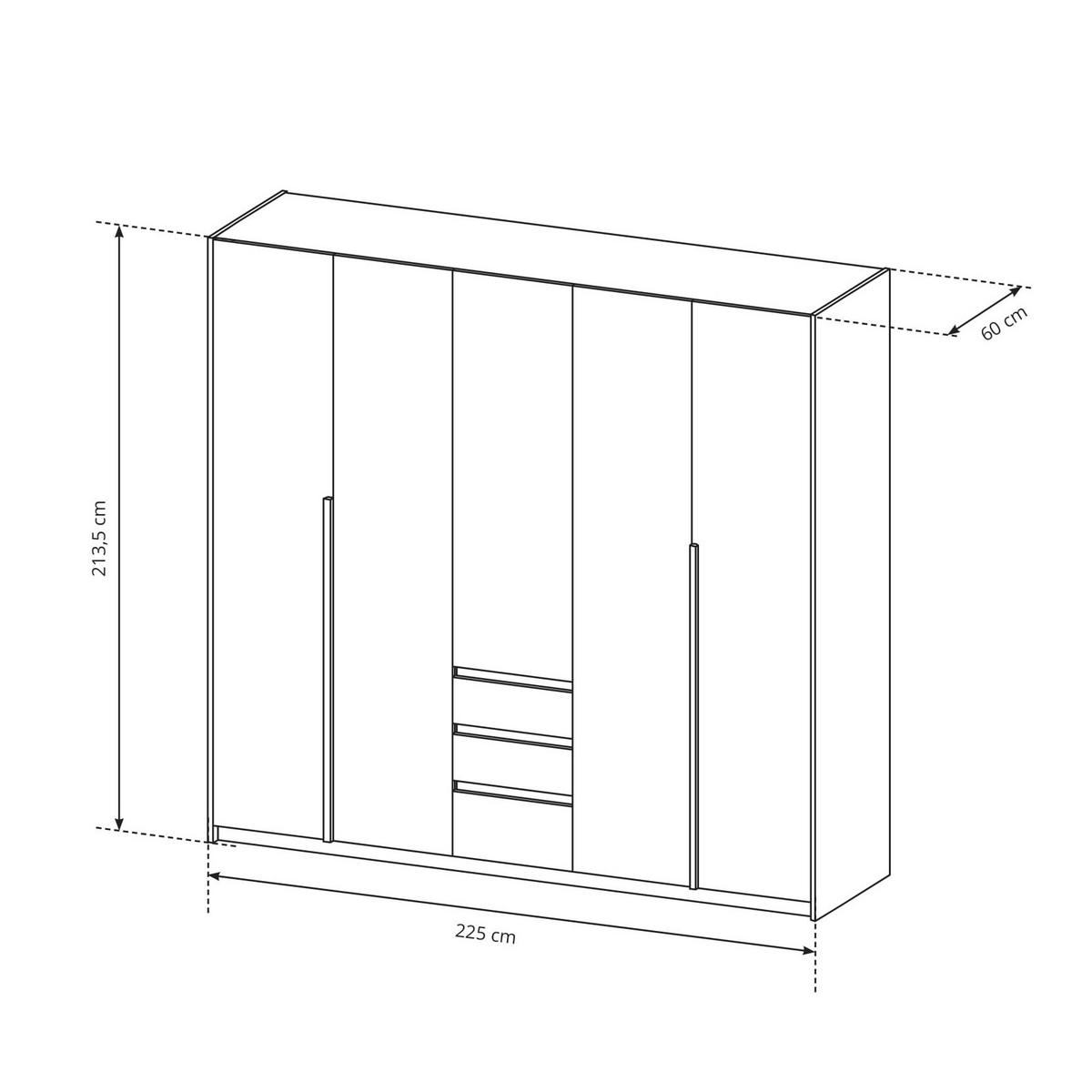 DREHTÜRENSCHRANK CELEO 225/213,5/60 cm 5-türig Orange - Weiß/Orange, Holzwerkstoff (225/213.5/60cm) - MASSENO