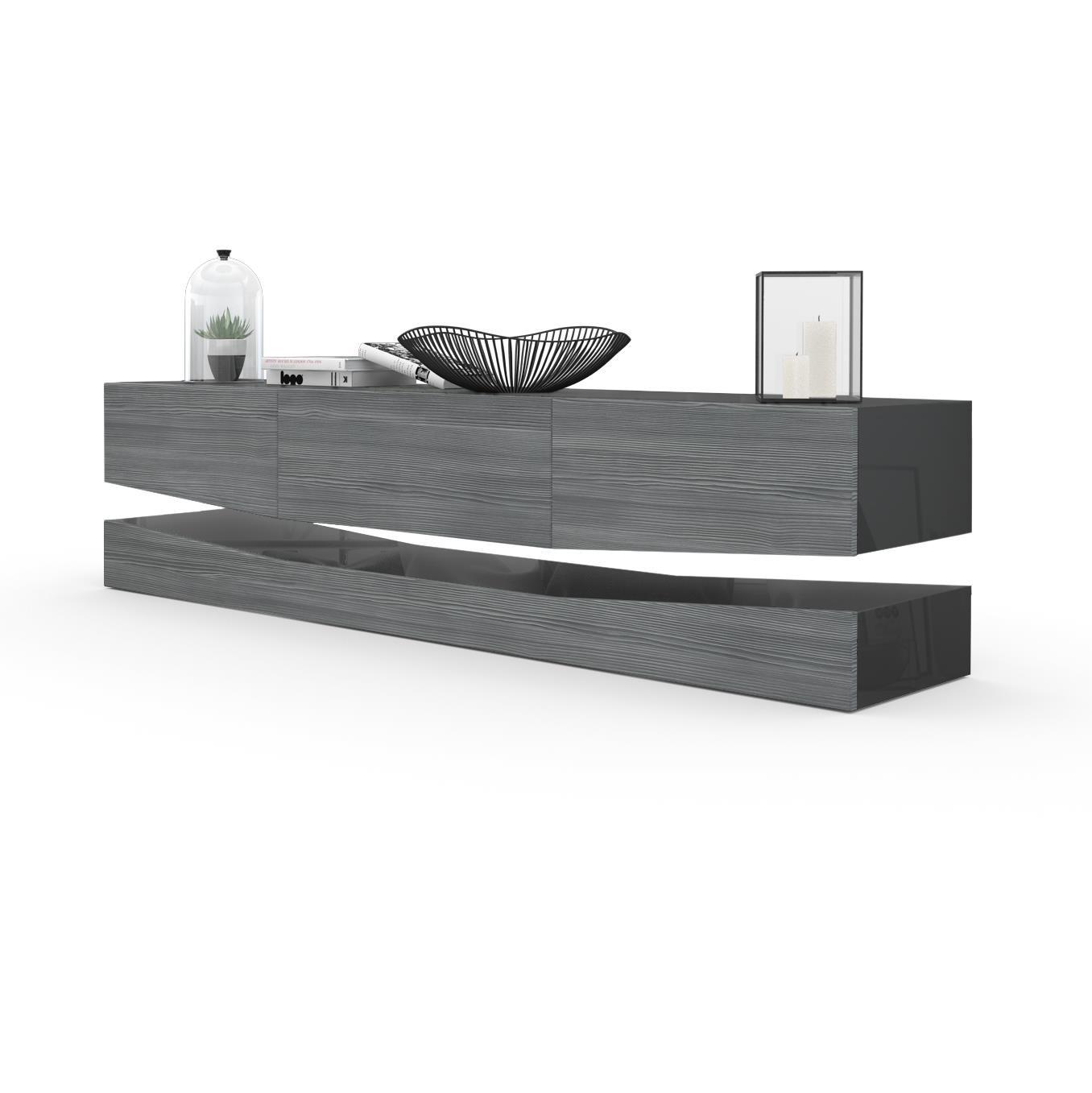 LOWBOARD City Fronten in Avola-Anthrazit - Anthrazit, Holzwerkstoff (178/48/39cm) - Vladon