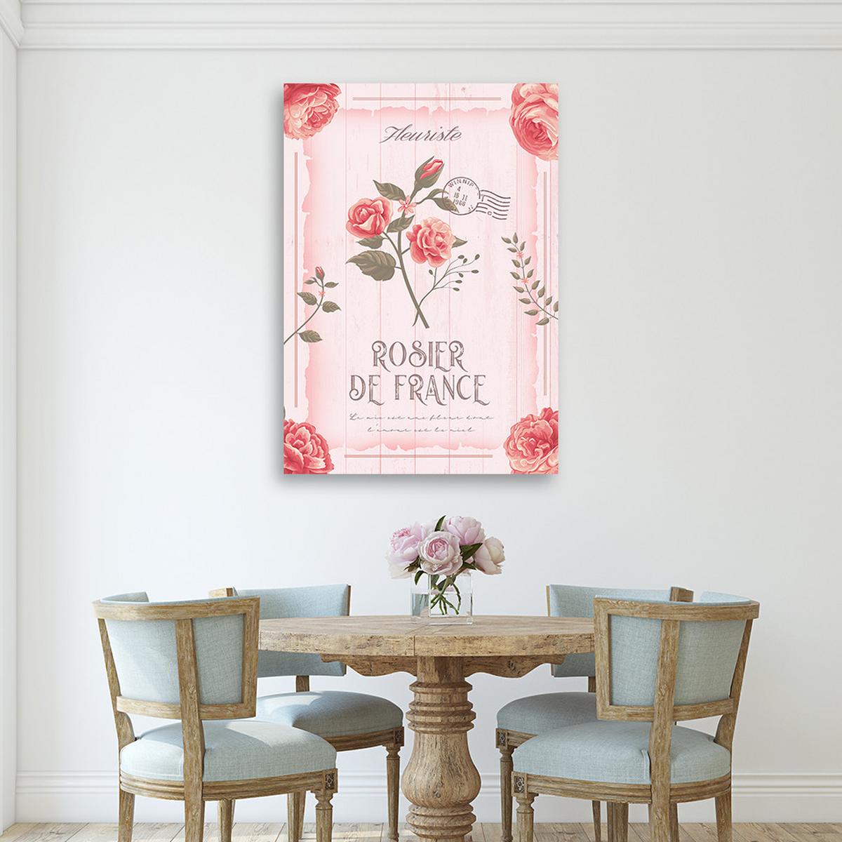 WANDBILD puder vintage blumen - Pink, Textil (40/60cm) - Feeby