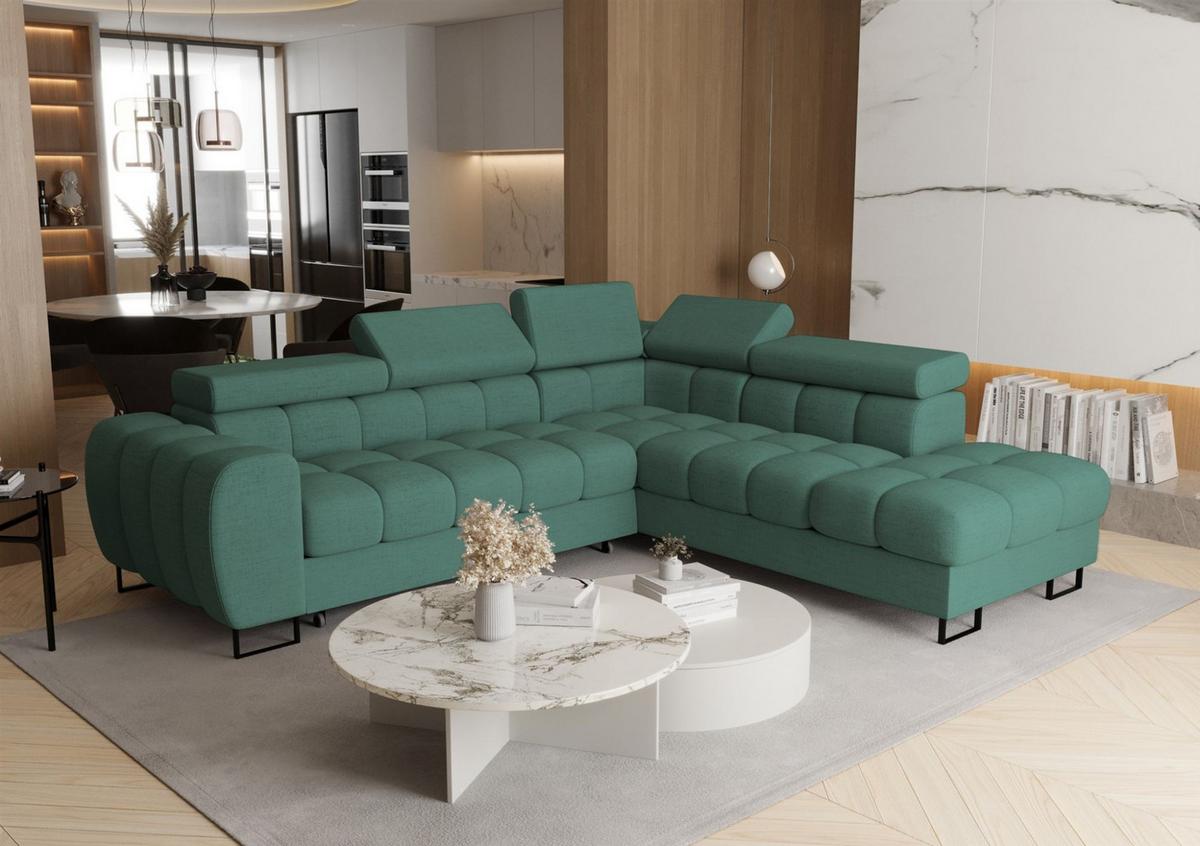 ECKSOFA Bastien Max Mit Schlaffunktion - Grün, Holzwerkstoff/Textil (260/225cm) - Fun Möbel