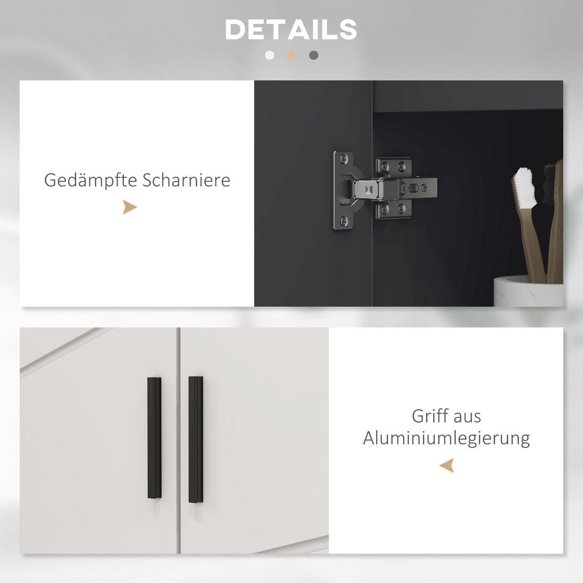 WASCHBECKENUNTERSCHRANK Unterschrank mit Schrankfach Griff, Grau 60 x 30 x 60 cm - Grau, Holzwerkstoff (30/60/60cm) - Kleankin
