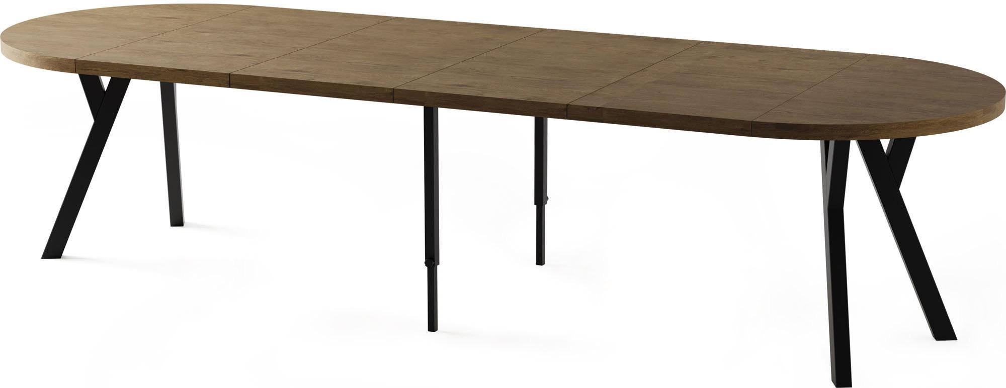 ESSTISCH Twixy XXL groß rund oval ausziehbar, Eiche Braun Rustikal 100-300/100/76 cm - Alteiche/Schwarz, Holz/Holzwerkstoff (100/300/76cm) - WFL GROUP
