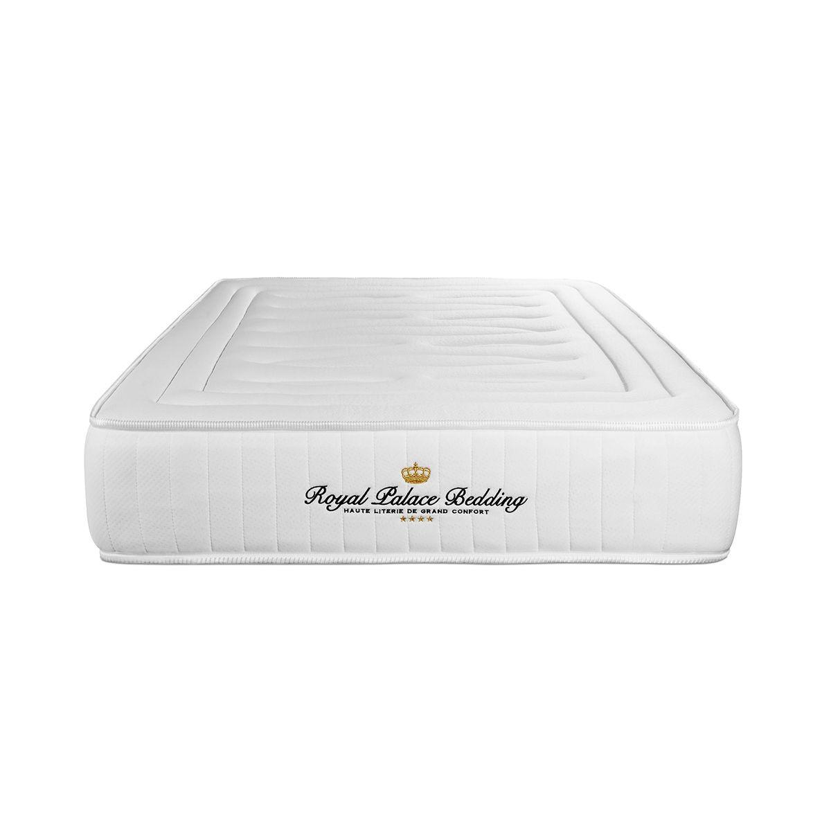 BETT Nottingham Memory-Schaum 90 x 200 cm h3 - Kit Bettgestell Weiß - Beige/Weiß, Karton/Holz (90/200cm) - ROYAL PALACE BEDDING