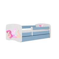KINDERBETT Fee mit Flügeln mit Schublade 140/70 80/61/144 - Blau, Holzwerkstoff (70/140cm) - RAUMHIRSCH FURNITURE