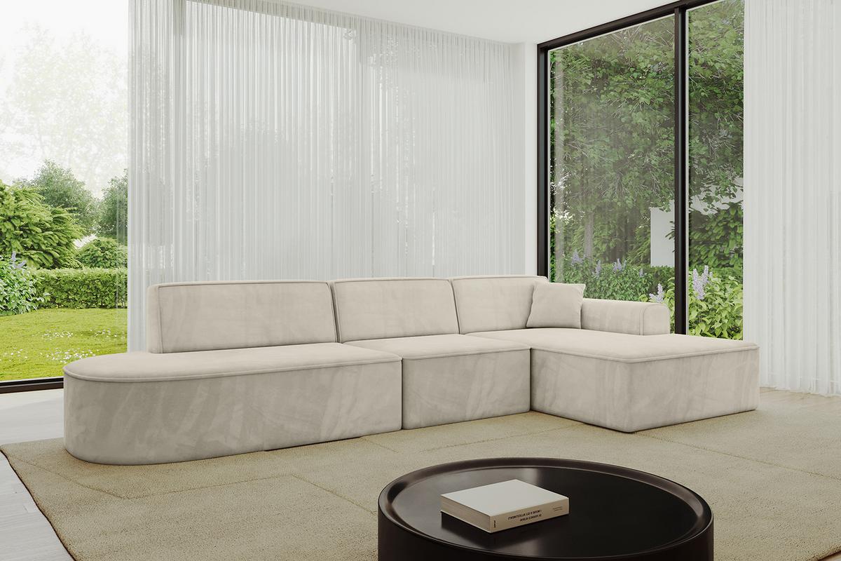 ECKSOFA Ottomane Rechts IREA-L2-v4 - 328x171x79 cm Dunkelgrau - Ecru, Holzwerkstoff/Textil (171/328cm) - ALTDECOR
