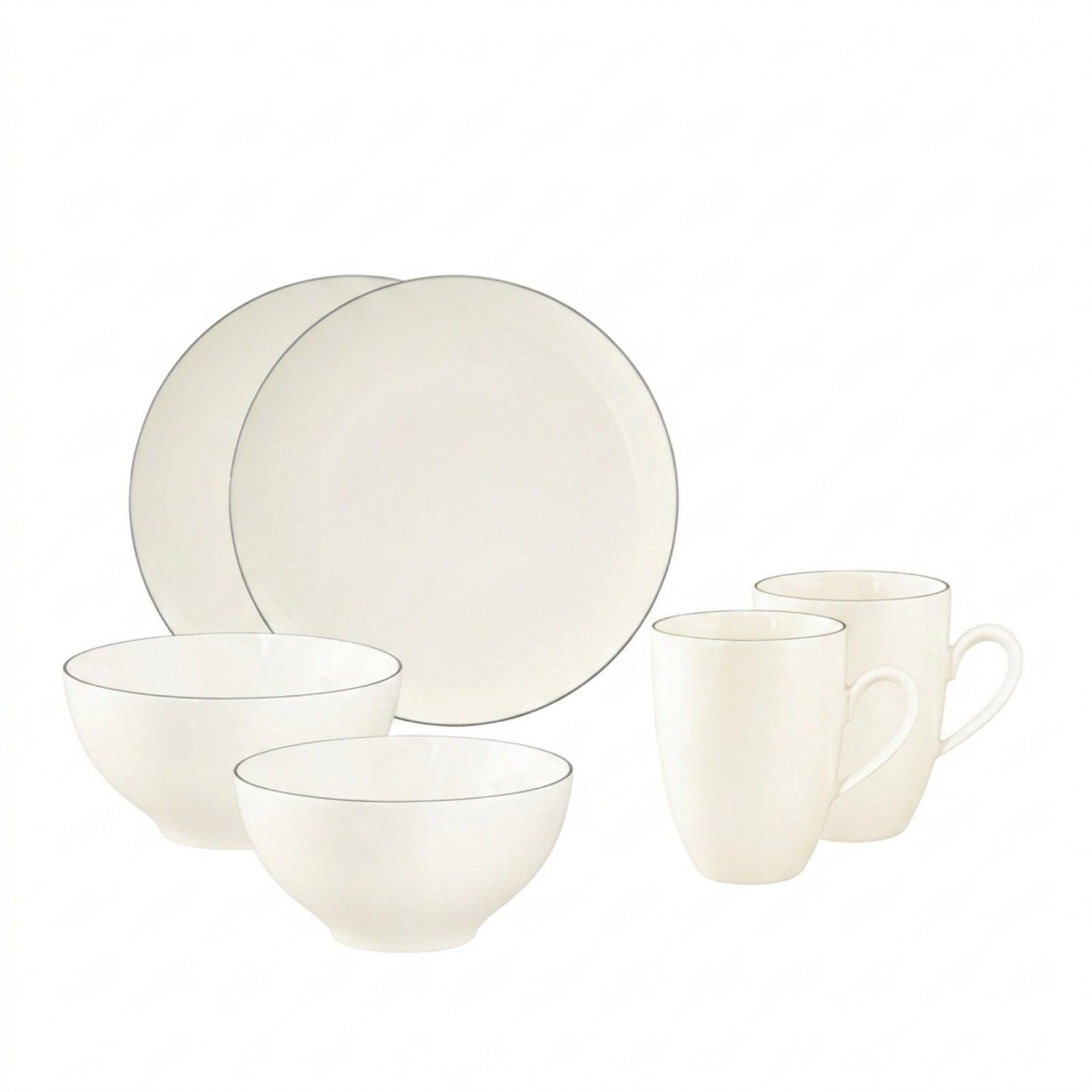 FRÜHSTÜCKS-SET Savona Grey Line creme 6-tlg. - Creme, Keramik (2/2/2cm) - Seltmann Weiden
