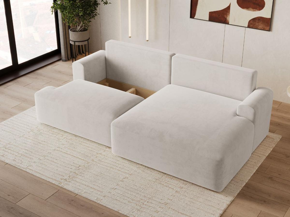 ECKSOFA Serene Ecru Rechts - Ecru, Holz/Textil (145/259cm) - Graingold