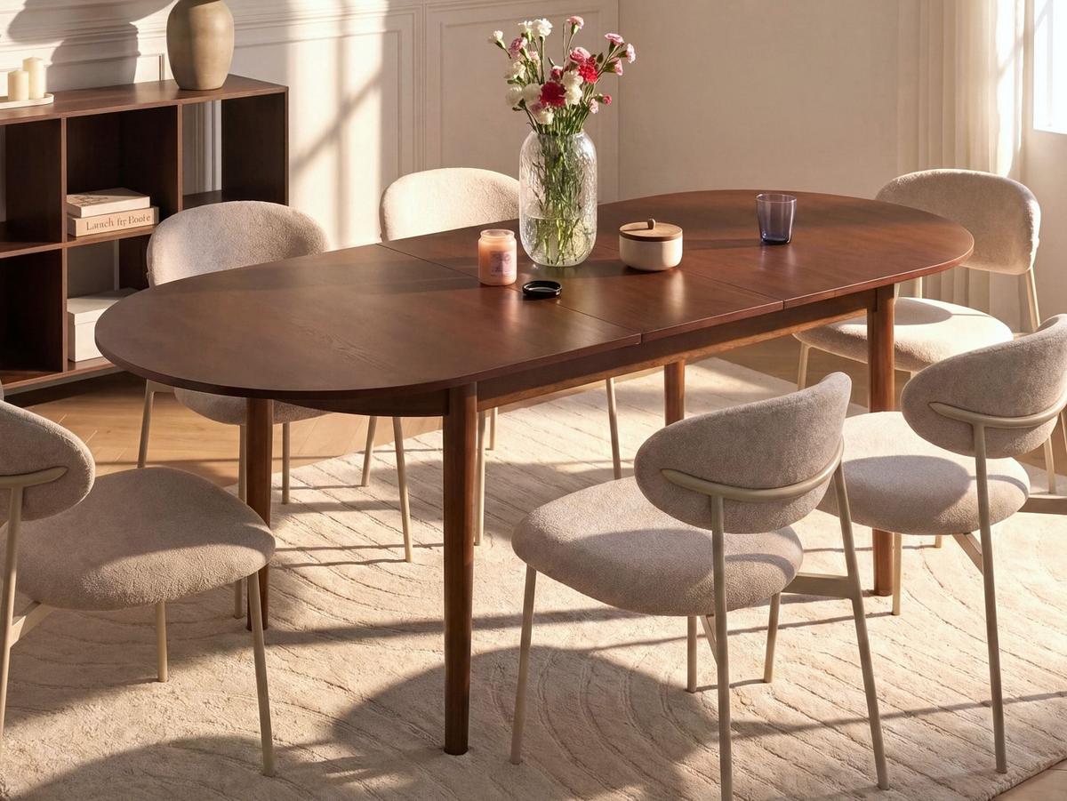 ESSTISCH ausziehbar Dunkle Esche 180-220/90 cm Larto - Dunkelbraun, Holzwerkstoff (180/90/76cm) - Beliani