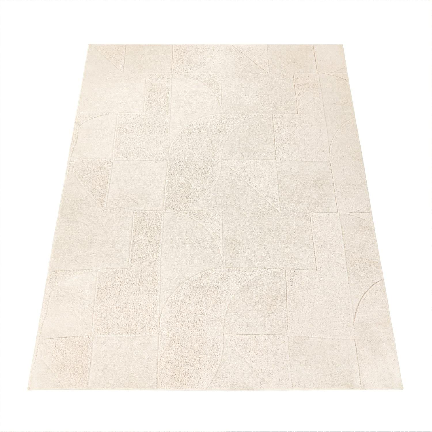 KURZFLORTEPPICH, mit Struktur, aus Polyester, Florhöhe 12 mm, Creme, 120 x 160 cm - Beige, Textil (160/120cm) - KADIMA DESIGN