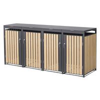 MÜLLTONNENBOX 4er Anthrazit-Holzoptik - Naturfarben, Metall (264/120/80cm) - ML-DESIGN