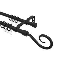 GARDINENSTANGE Olymp Allegra 400 cm (geteilt in 2 x 200 cm), 2-läufig, 16 mm Ø Schwarz - Schwarz, Metall (400cm) - INTERDECO