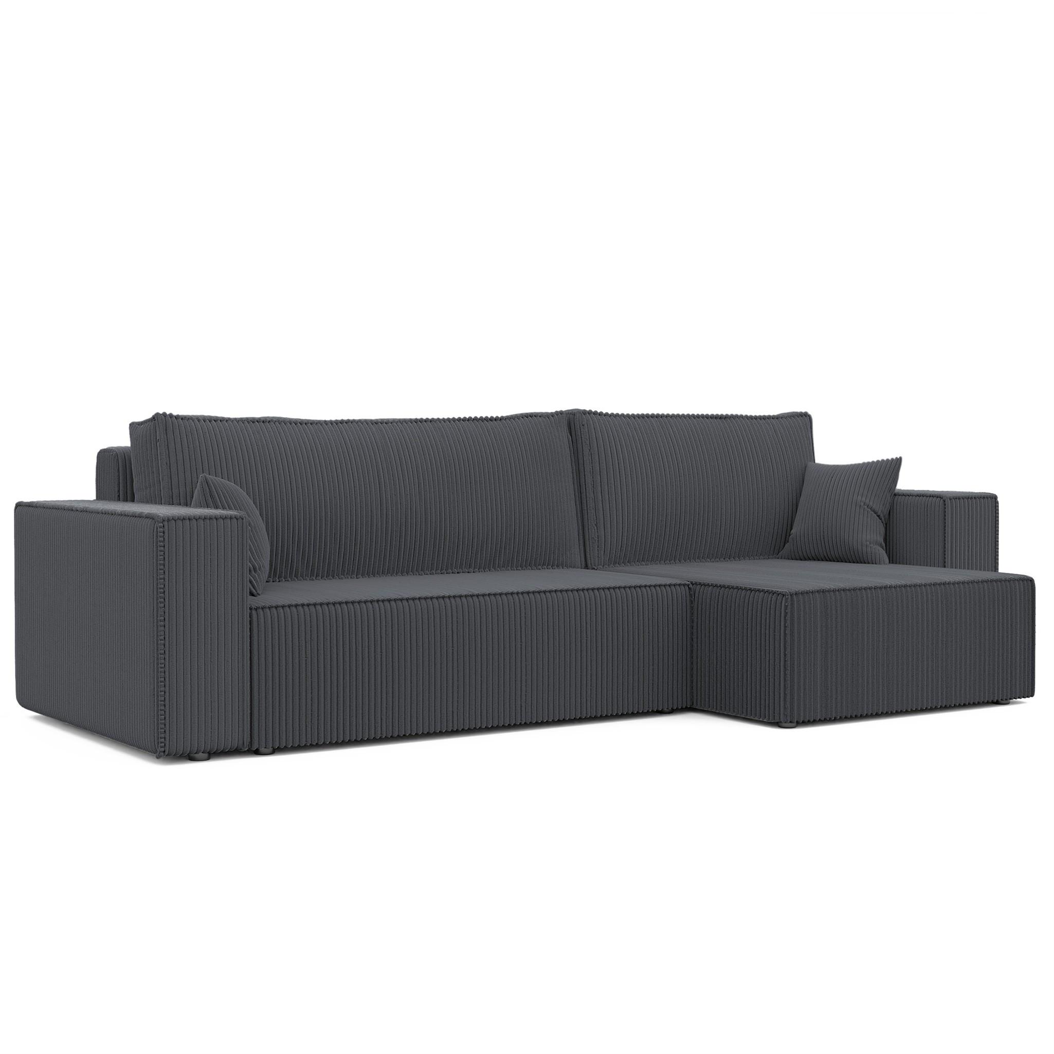 ECKSOFA Adara Max Mit Schlaffunktion - Dunkelgrau, Holzwerkstoff/Textil (145/276cm) - Fun Möbel