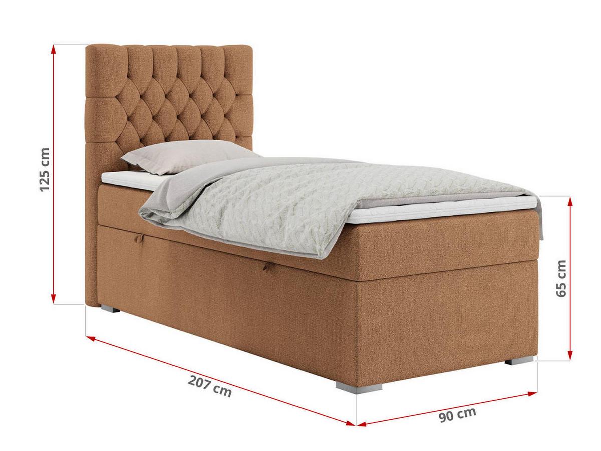 BOXBETT PERA 90/200 Orange Struktur - H3 - Links Seite - Orange, Holz/Textil (90/200cm) - MKS