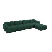 ECKSOFA modulares Sofa Rechts Miko-L3 390x205x75 Grün Velours - Schwarz/Grün, Holzwerkstoff/Kunststoff (390/205cm) - ALTDECOR