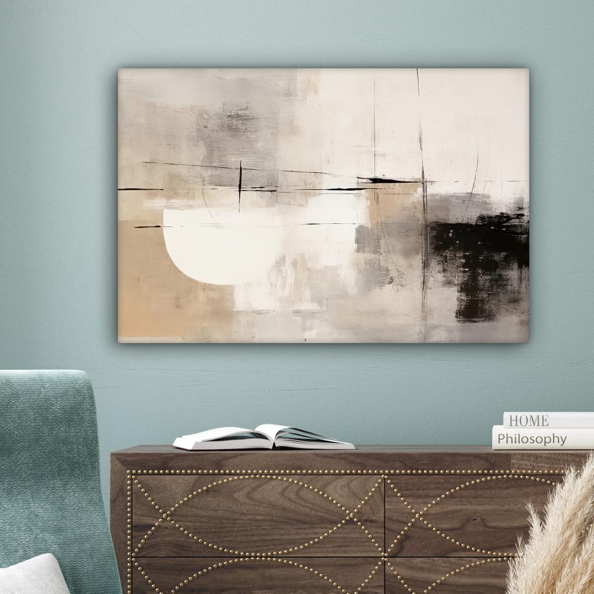 LEINWANDBILD Abstrakt - Kunst - Grau Gemälde 60x40 cm - Hellgrau, Textil (60/40cm) - MuchoWow