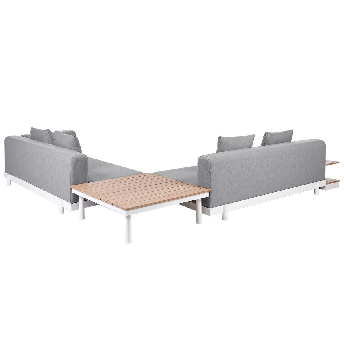 LOUNGE SET 5-Sitzer Aluminium weiß Auflagen grau Missanello - Weiß/Grau, Textil - Beliani