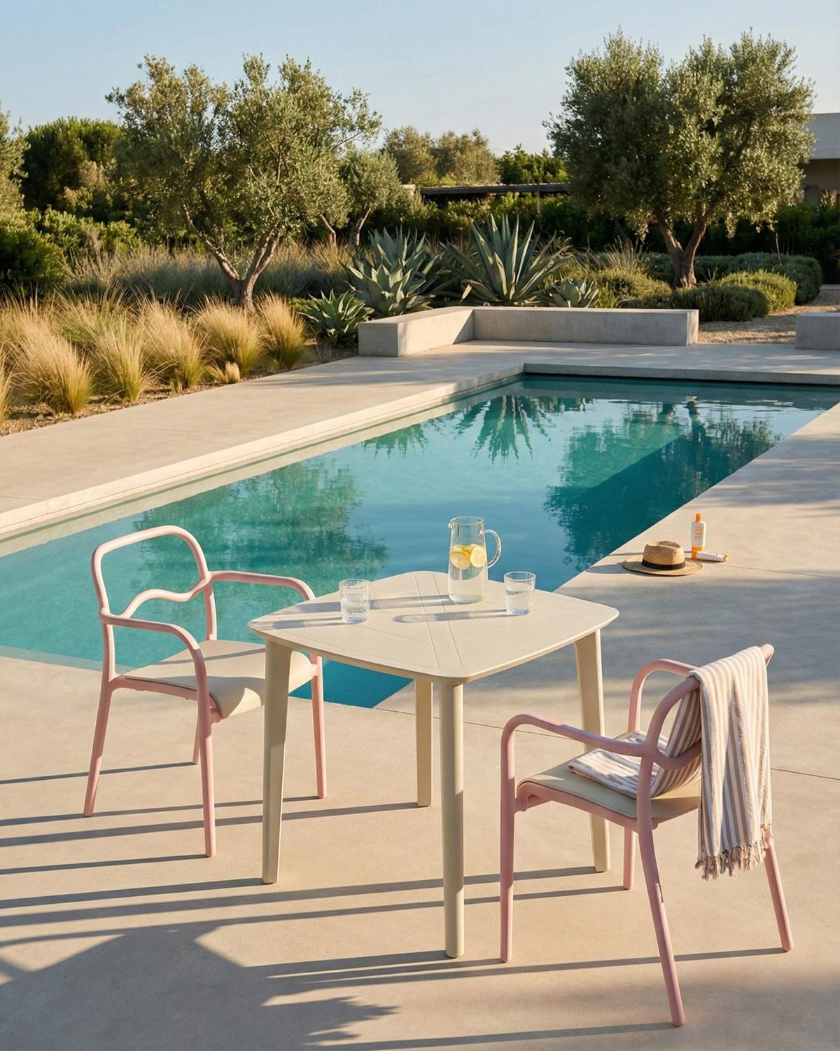 GARTENSTUHL 2er-Set Kunststoff Pastellrosa Thasos - Pink, Kunststoff (57/80/57cm) - Beliani