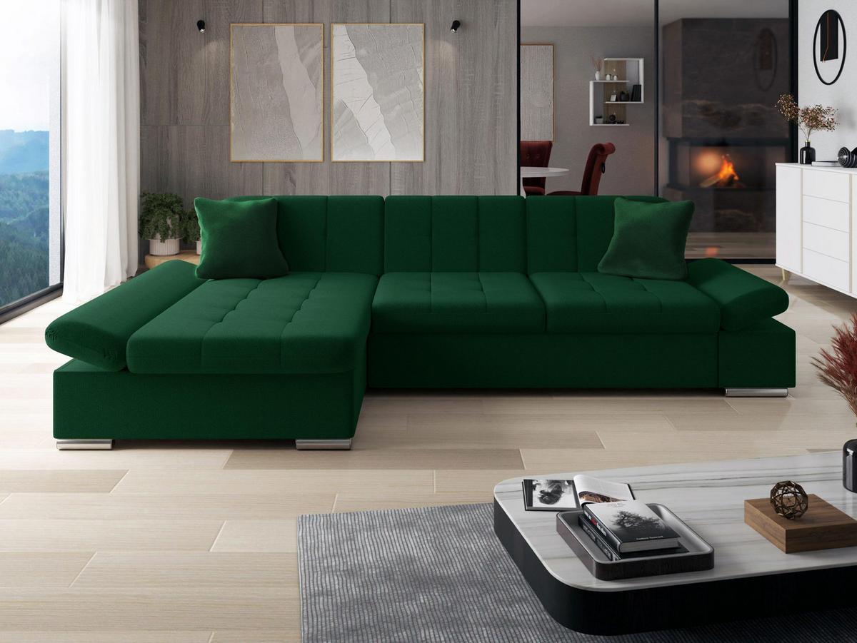 ECKSOFA Malwi, Seite: Links - Smaragdgrün, Holz/Textil (278/161cm) - MIRJAN24