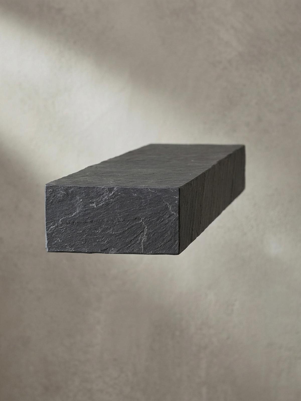 WANDREGAL Mango Massivholz Steinoptik Rechteckig Modern, Grau 90x20x10 cm - Grau, Holz (90/10/20cm) - KADIMA DESIGN