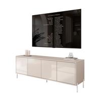 TV-SCHRANK SANAYI Kaschmir Hochglanz – gerade silberne Beine - Kaschmir, Holzwerkstoff (156/60/38cm) - Lookway