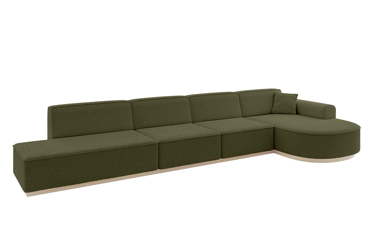 ECKSOFA Ottomane Rechts ARRIO-L3 - 413x171x83 cm Grün - Grün, Holzwerkstoff/Textil (413/171cm) - ALTDECOR