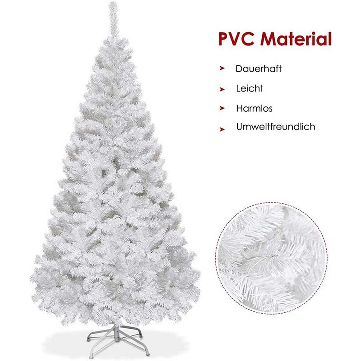 WEIHNACHTSBAUM mit Metallständer 210cm Weiß - Weiß, Metall (210cm) - COSTWAY
