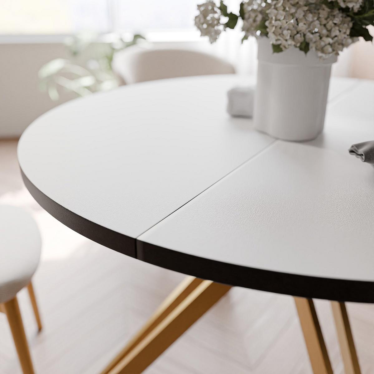 ESSTISCH ausziehbar aus MDF, Weiß - Goldfarben/Weiß, Holzwerkstoff (100/100/76cm) - Idohome