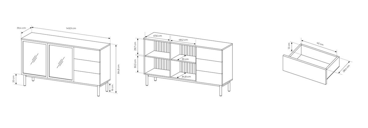 SIDEBOARD Holmric in Evoke Eiche 150/85/39 cm - Eichefarben, Holz/Holzwerkstoff (149.9/84.8/39.4cm) - WFL GROUP